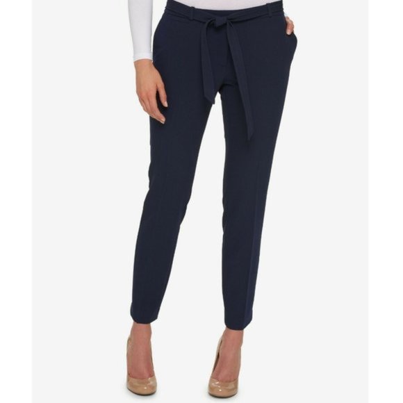 Tommy Hilfiger Belted Ankle Pants Midnight Color - Picture 1 of 3